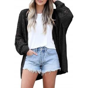NEW Women’s Boho Crochet Open Front Cardigan Oversized Batwing Kimono XL